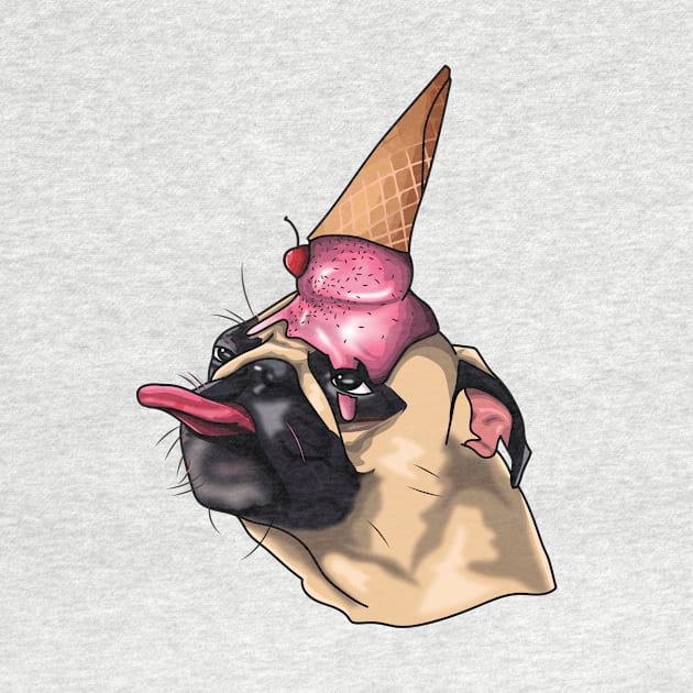 Cute Ice cream licking pug by TheContactor